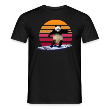 Panda Surfer - Men's T-Shirt - black - Front - AI Model Male 178 light (178cm)