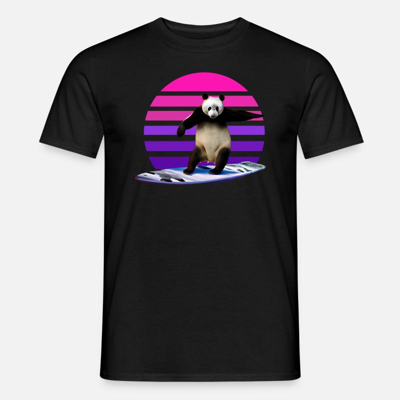 Panda Surfer - Männer T-Shirt - Schwarz