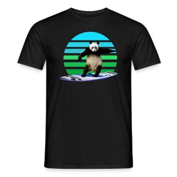 Panda Surfer - Men's T-Shirt - black - Front - AI Model Male 178 light (178cm)