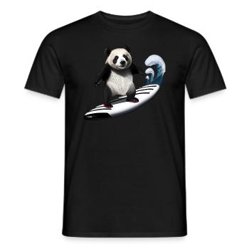 Panda Surfer - Men's T-Shirt - black - Front - AI Model Male 178 light (178cm)