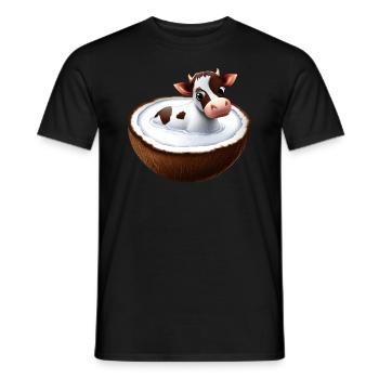 Cow in coconut - Men's T-Shirt - black - Front - AI Model Male 178 light (178cm)