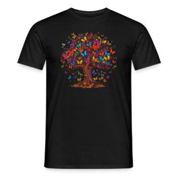 Butterfly Tree Colorful Butterflies Flies - Men's T-Shirt - black - Front - AI Model Male 178 light (178cm)