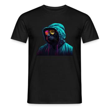 Black Panther with Sunglasses Colorful Natural - Men's T-Shirt - black - Front - AI Model Male 178 light (178cm)