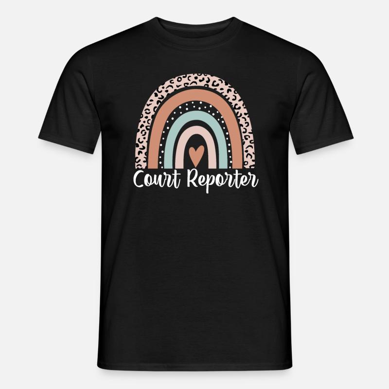 Gerichtsreporter Regenbogenleopard Lustiges Gericht - Männer T-Shirt - Schwarz