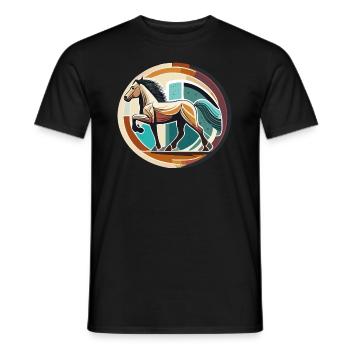 Icelandic Horse - Graphic with Background Variant 5 - Men's T-Shirt - black - Front - AI Model Male 178 light (178cm)