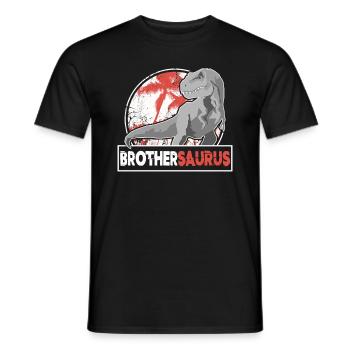 BROTHERSAURIER Brother T Rex Dinosaur Dino Fan Shirt - Men's T-Shirt - black - Front - AI Model Male 178 light (178cm)
