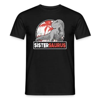 SISTERSAURIER Sister T Rex Dino Fan Shirt - Men's T-Shirt - black - Front - AI Model Male 178 light (178cm)