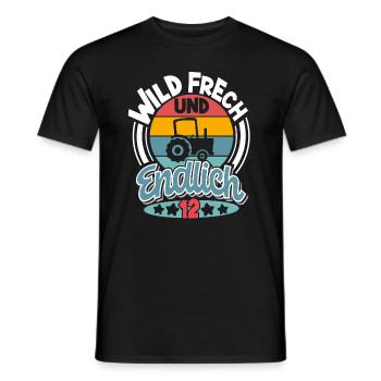 Traktor 12. Geburtstag Kinder - Männer T-Shirt - Schwarz - Vorne - AI Model Male 178 light (178cm)