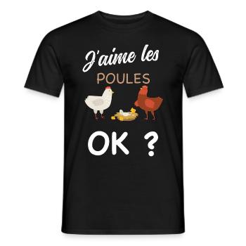 J'aime les poules OK Passion Ferme Elevage - T-shirt homme - noir - Devant - AI Model Male 178 light (178cm)