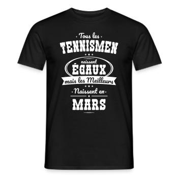 Tennismen égaux meilleurs naissent en Mars - T-shirt homme - noir - Devant - AI Model Male 178 light (178cm)
