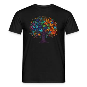 Butterfly Tree Colorful Butterflies Flies - Men's T-Shirt - black - Front - AI Model Male 178 light (178cm)