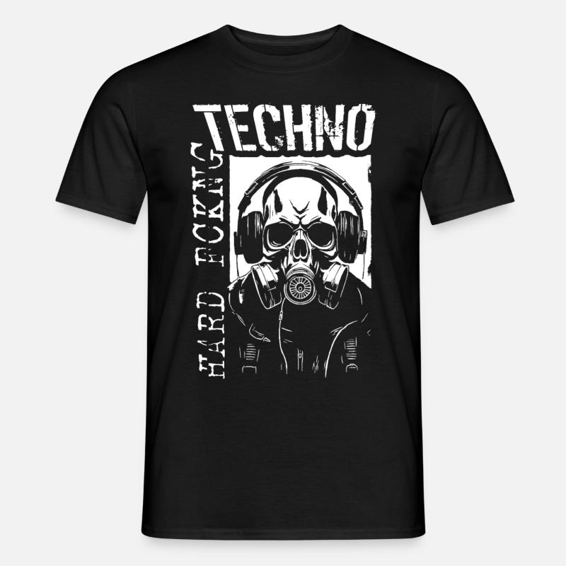 Hard Techno Gasmasken Skull - Männer T-Shirt - Schwarz