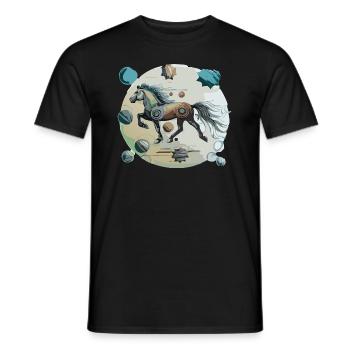 Islandpferd - Grafisch mit Hintergrund Variante 1 - Männer T-Shirt - Schwarz - Vorne - AI Model Male 178 light (178cm)