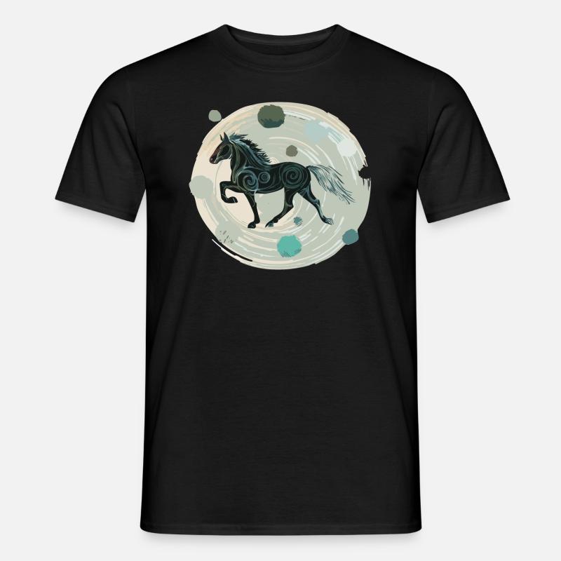 Islandpferd - Grafisch mit Hintergrund Variante 3 - Männer T-Shirt - Schwarz