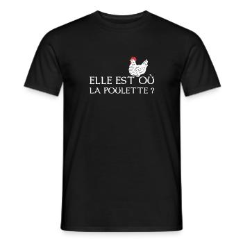 Elle est ou la poulette ? - T-shirt homme - noir - Devant - AI Model Male 178 light (178cm)