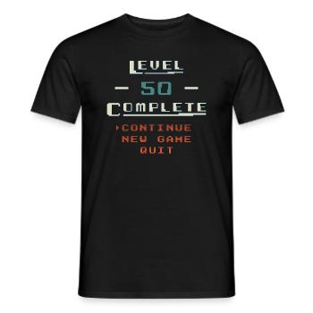 Level Complete continue Game gift idea - Men's T-Shirt - black - Front - AI Model Male 178 light (178cm)