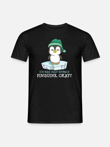 Ich mag halt einfach Pinguine okay? - Männer T-Shirt - Schwarz