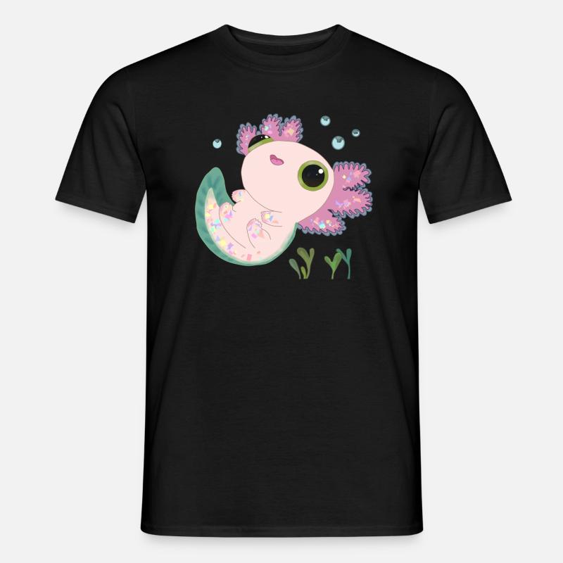 Süßes Axolotl - Männer T-Shirt - Schwarz