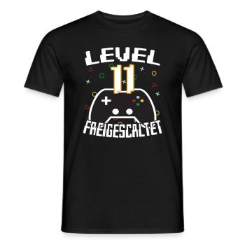 Level 11 freigeschaltet Gamer Geschenkidee - Männer T-Shirt - Schwarz - Vorne - AI Model Male 178 light (178cm)