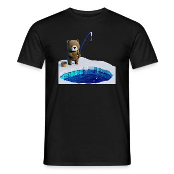 Angler Bär Eis Fischen - Männer T-Shirt - Schwarz - Vorne - AI Model Male 178 light (178cm)