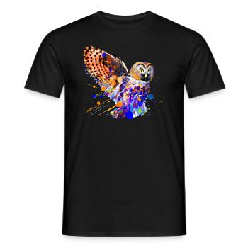 Bunte Eule - Männer T-Shirt - Schwarz - Vorne - AI Model Male 178 light (178cm)