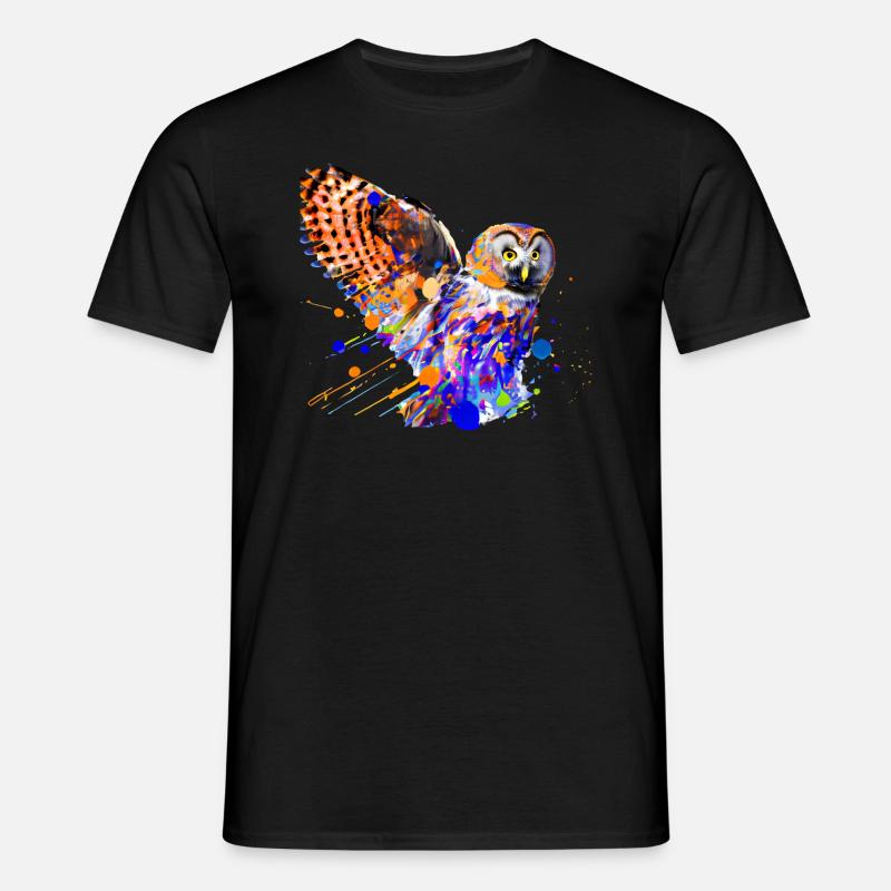 Bunte Eule - Männer T-Shirt - Schwarz
