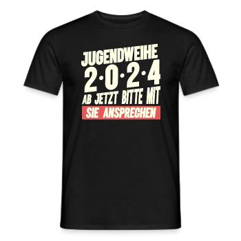 Jugendweihe 2024 Ab Jetzt Bitte Mit Sie Ansprechen - Männer T-Shirt - Schwarz - Vorne - AI Model Male 178 light (178cm)