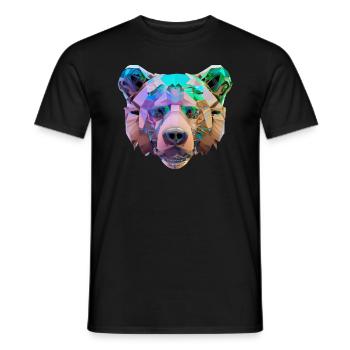 Colorful Polygon Bear - Men's T-Shirt - black - Front - AI Model Male 178 light (178cm)
