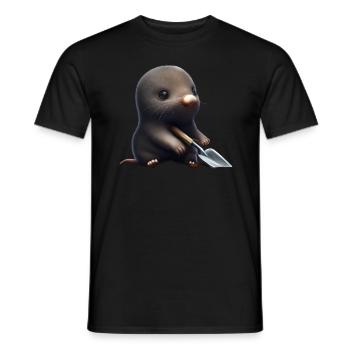 Cute mole with shovel - Men's T-Shirt - black - Front - AI Model Male 178 light (178cm)