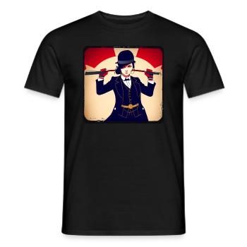 Cool girl in steampunk style - Men's T-Shirt - black - Front - AI Model Male 178 light (178cm)