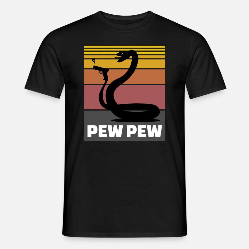 Schlange Pew Pew Geschenk - Männer T-Shirt - Schwarz