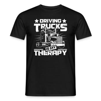 Driving Trucks is my therapy - Männer T-Shirt - Schwarz - Vorne - AI Model Male 178 light (178cm)