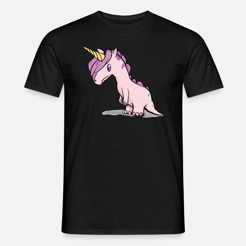 Dino Einhorn - Männer T-Shirt - Schwarz