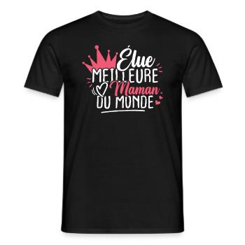 Élue meilleure maman du monde - T-shirt homme - noir - Devant - AI Model Male 178 light (178cm)