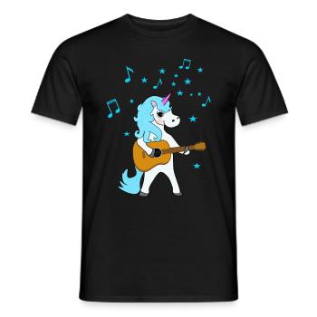 Akustikgitarre Einhorn - Männer T-Shirt - Schwarz - Vorne - AI Model Male 178 light (178cm)