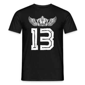 13 Zahl Krone - Männer T-Shirt - Schwarz - Vorne - AI Model Male 178 light (178cm)