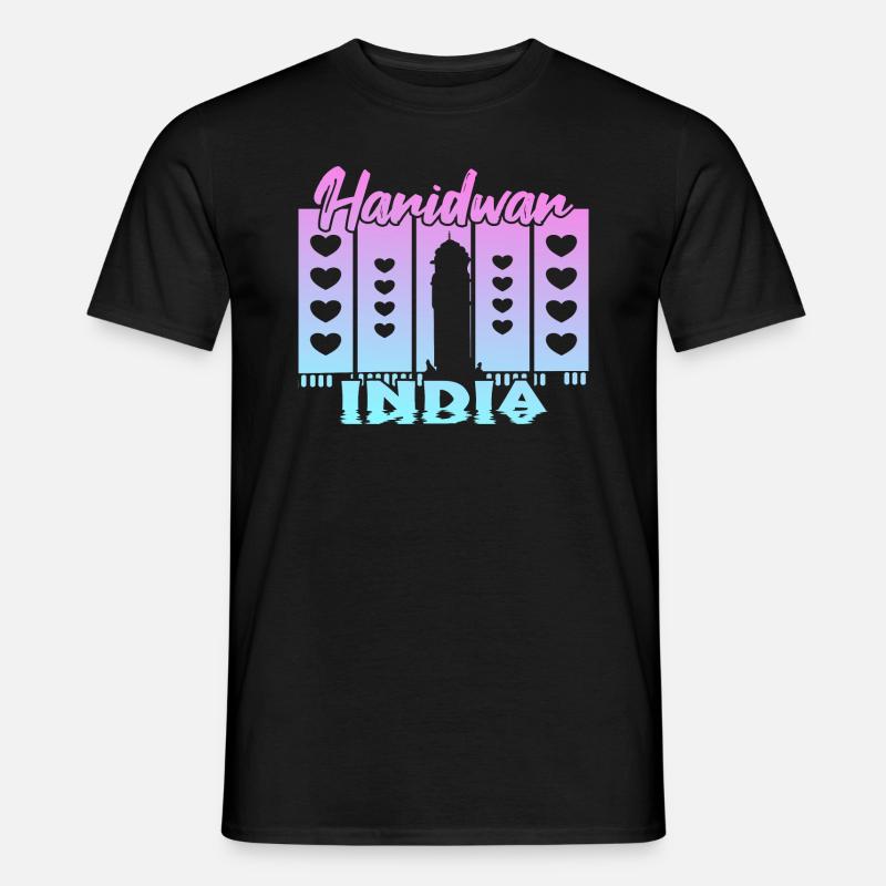 Haridwar India Sunset - Men's T-shirt - black