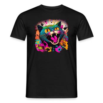 Chat dans le style graffiti - T-shirt homme - noir - Devant - AI Model Male 178 light (178cm)