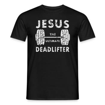 Jésus L’ultime soulevé de terre rétro Jésus - T-shirt homme - noir - Devant - AI Model Male 178 light (178cm)