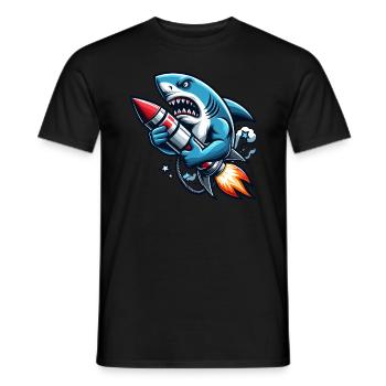Rocket Shark veut nager plus vite - T-shirt homme - noir - Devant - AI Model Male 178 light (178cm)