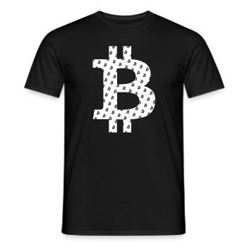 Bitcoin Logo Symbol Muster Pattern - Men's T-Shirt - black - Front - AI Model Male 178 light (178cm)