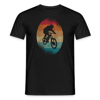Mountain Bike Fingerprint Downhill Mountain Bike - Men's T-Shirt - black - Front - AI Model Male 178 light (178cm)