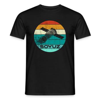 Soyuz spaceship Soviet Union - Men's T-Shirt - black - Front - AI Model Male 178 light (178cm)