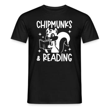 Chipmunks and Reading Wildlife Squirrel - Men's T-Shirt - black - Front - AI Model Male 178 light (178cm)
