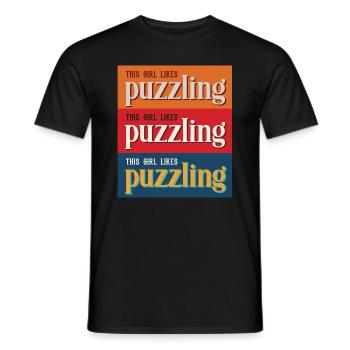 Puzzle Girl Funny Quote Jigsaw Hobby Puzzler - Men's T-Shirt - black - Front - AI Model Male 178 light (178cm)