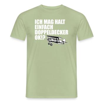 Doppeldecker Flugzeug Pilot Cooler Spruch Geschenk - Männer T-Shirt - Sage - Vorne - AI Model Male 178 light (178cm)