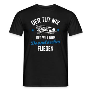 Doppeldecker Flugzeug Pilot Cooler Spruch Geschenk - Männer T-Shirt - Schwarz - Vorne - AI Model Male 178 light (178cm)