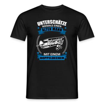 Doppeldecker Alter Mann Spruch Pilot Geschenk - Männer T-Shirt - Schwarz - Vorne - AI Model Male 178 light (178cm)