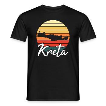 Kreta Insel Karte Urlaub Retro Vintage Geschenk - Männer T-Shirt - Schwarz - Vorne - AI Model Male 178 light (178cm)