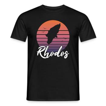 Rhodos Insel Karte Griechenland Retro Geschenk - Männer T-Shirt - Schwarz - Vorne - AI Model Male 178 light (178cm)